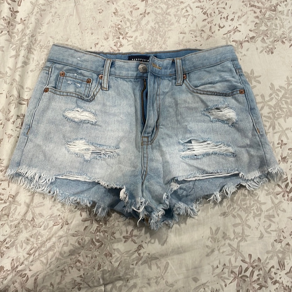 Light wash jean shorts